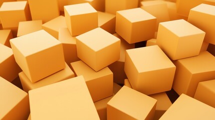 Abstract Arrangement of Yellow Cubes in a Dynamic Composition