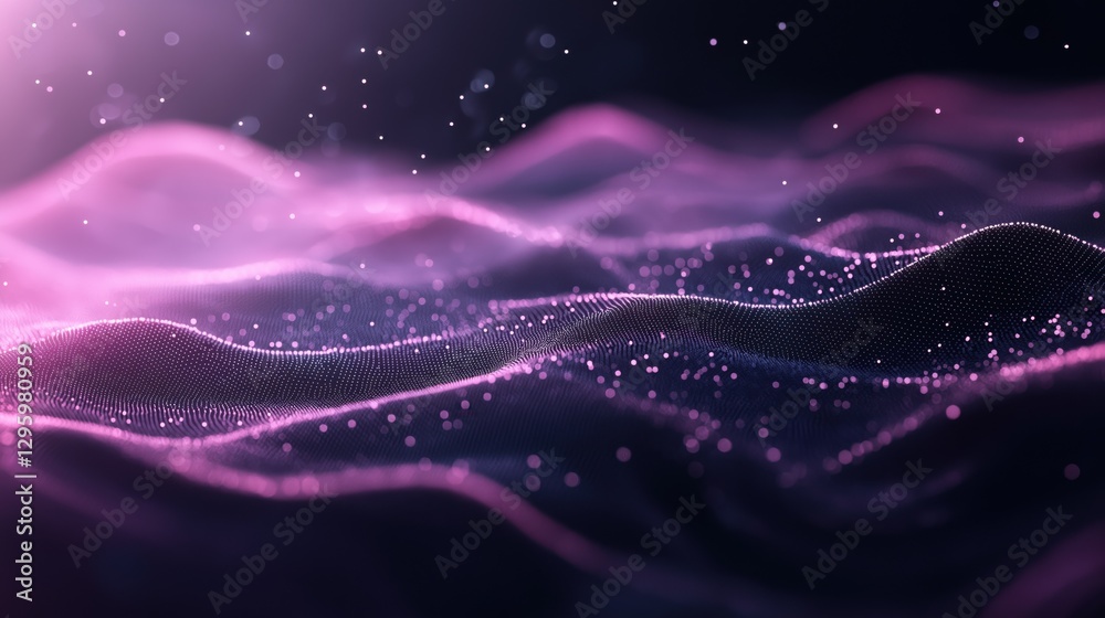 Wall mural a purple and black image of a wave with a lot of sparkles