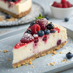 delicious berry cheesecake slice