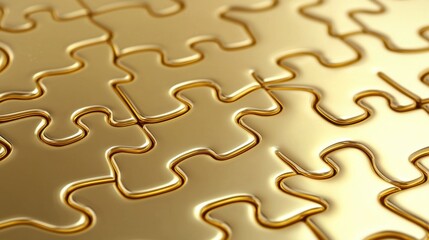 Golden Puzzle Pieces Background for Creativity and Problem Solving