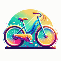Fototapeta premium Colorful bicycle in vibrant digital illustration style