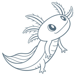 Obraz premium Minimalistic axolotl Pastel Simple Eyes and Whimsical Gills