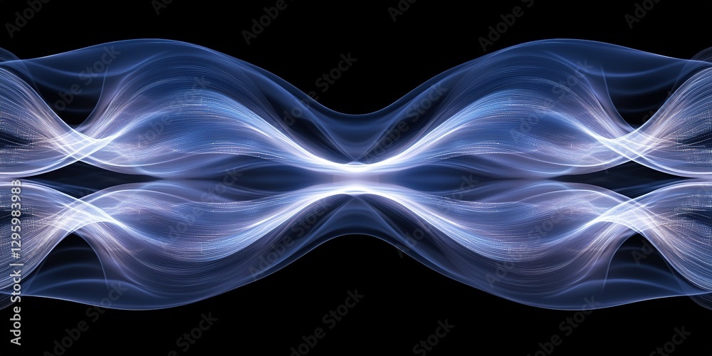 Poster dynamic blue and white wave patterns create a captivating visual display against a dark background