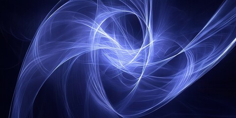 Swirling blue abstract patterns create an ethereal atmosphere in a digital art composition
