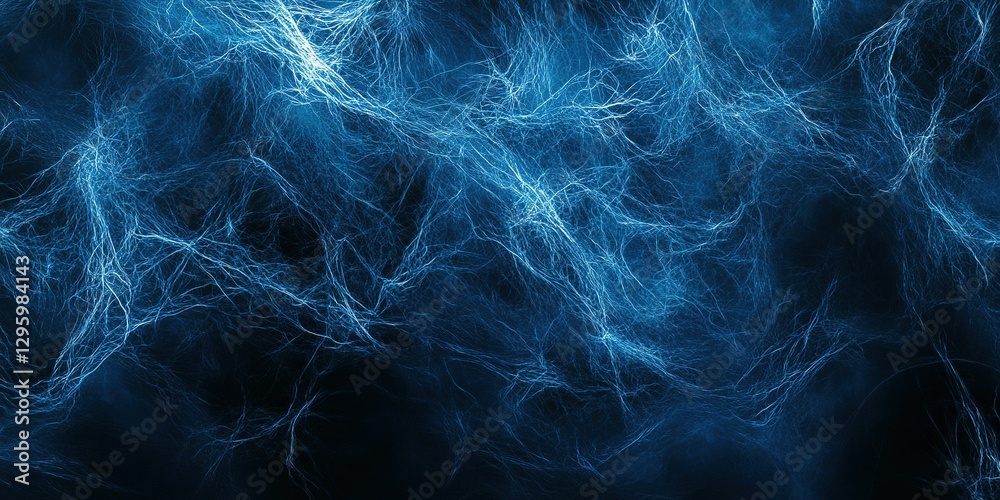 Poster abstract blue wisps of light creating a captivating and dynamic pattern in a dark background