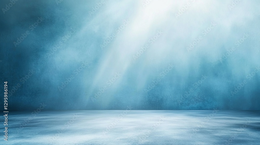 Aufkleber a gentle light streams through a haze, illuminating a cool, tranquil space. the soft blue tones evok