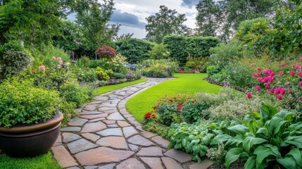 Dedicated gardener cares for lush garden, nurturing plants and enhancing natural beauty