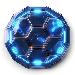 A futuristic hexagonal design featuring glowing blue elements, ideal for tech or gaming backgrounds.