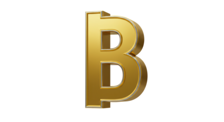 Isolated Golden Letter B with Metallic Accents