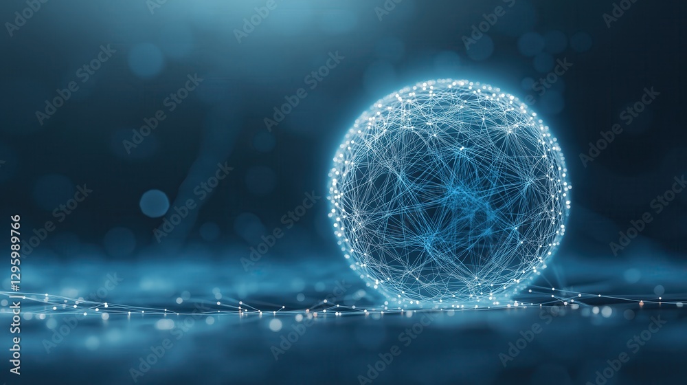 Poster a blue sphere with a network of lines surrounding it