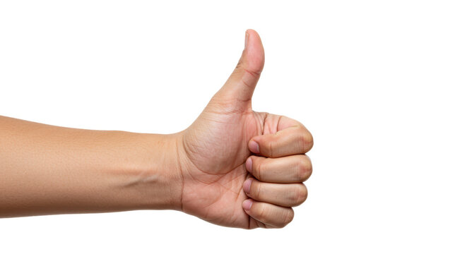Isolated Human Hand Giving Thumbs Up Approval Gesture - Powered by Adobe