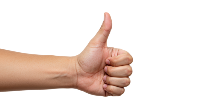 Isolated Human Hand Giving Thumbs Up Approval Gesture