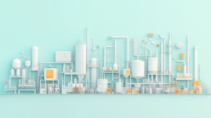 Obraz premium A large industrial plant with many pipes and tanks