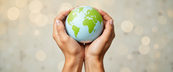 Gently holding Earth symbolizing care for our planet, Earth Day