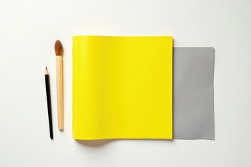 Minimalist yellow and gray square composition on a clean white page , design, squares, clean