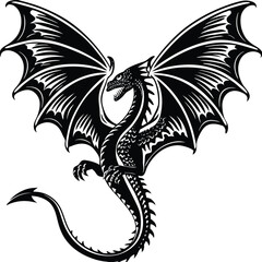 Flying Dragon Art Illustration Shallotte Font Side view