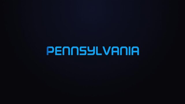 Glowing explosion Pennsylvania text reveal blue and pink