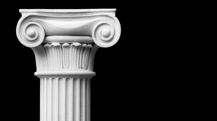 Elegant White Corinthian Column on Black Background for Architecture