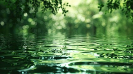 Naklejka premium A 3D computer graphic rendering of a serene water scene with reflections.