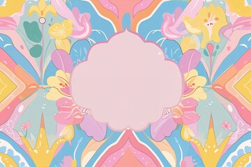 Adorable Pastel Memphis Style Background with Vibrant Patterns and Empty Space for Customization