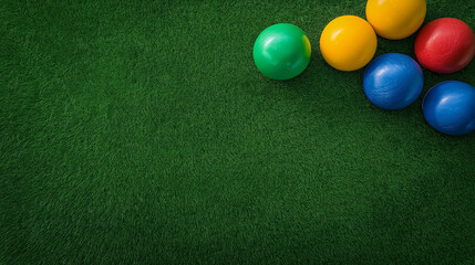 Neatly arranged playground equipment, painted in vivid hues, sits comfortably on soft artificial turf, offering kids an exciting and secure play experience.