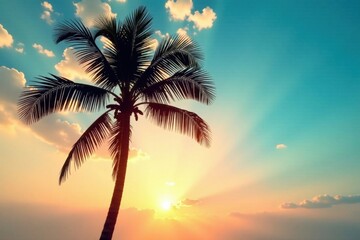 Palm tree silhouetted against bright sky, bright, palm tree, outdoor
