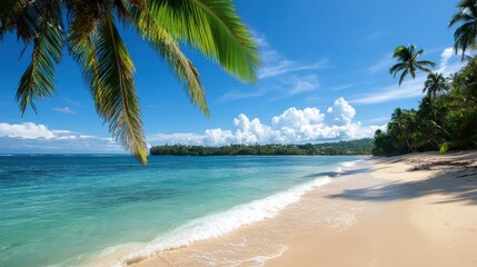 Fototapeta premium Relaxing beach day at a tropical shoreline seaside paradise nature photography calm environment scenic view vacation concept