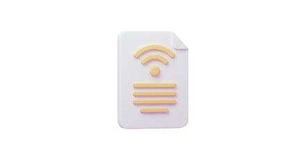 Isolated Document Icon with WiFi Symbol - Wireless Connection