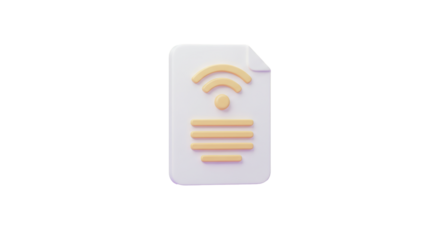 Isolated Document Icon with WiFi Symbol - Wireless Connection