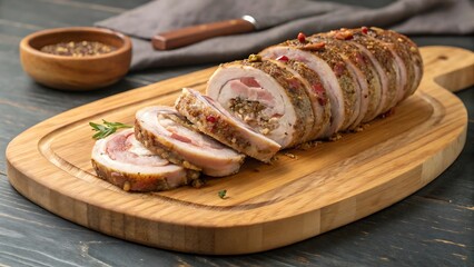 Uncooked Kokoreç on Wooden Serving Board – Traditional Turkish Delicacy