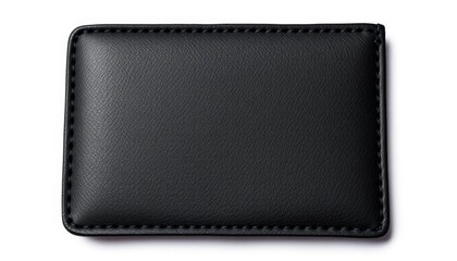 A sleek black leather wallet is displayed on a white background, showcasing high-quality craftsmanship, perfect for fashion, retail, and luxury marketing.