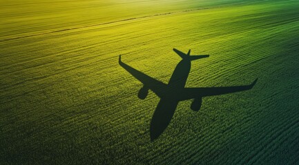 Conceptual image of green, eco-friendly fuel for aviation, symbolizing the sustainable future of air travel with a focus on environmental conservation.	