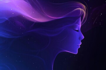Fototapeta premium flowing abstract waves in deep blue and violet, shimmering gradients, cosmic glow, fluid motion, dark backdrop, evoking mystery and futuristic elegance.