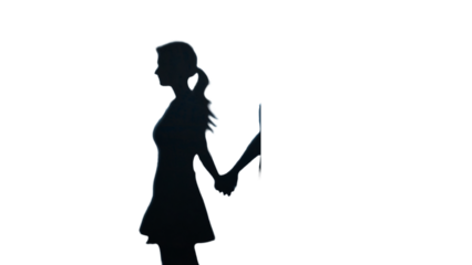 silhouette of a woman. shadow of a girl with a hand