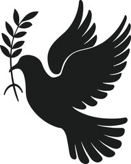 Peace Dove with Olive Branch Vector Illustration