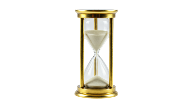 Isolated Golden Hourglass with Flowing Sand