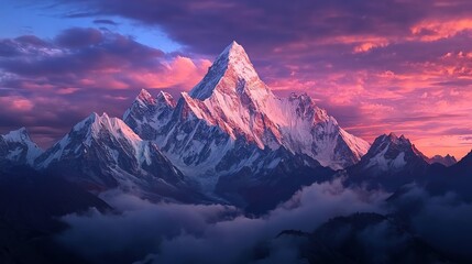 Scenic view of mountain range with sunset backdrop