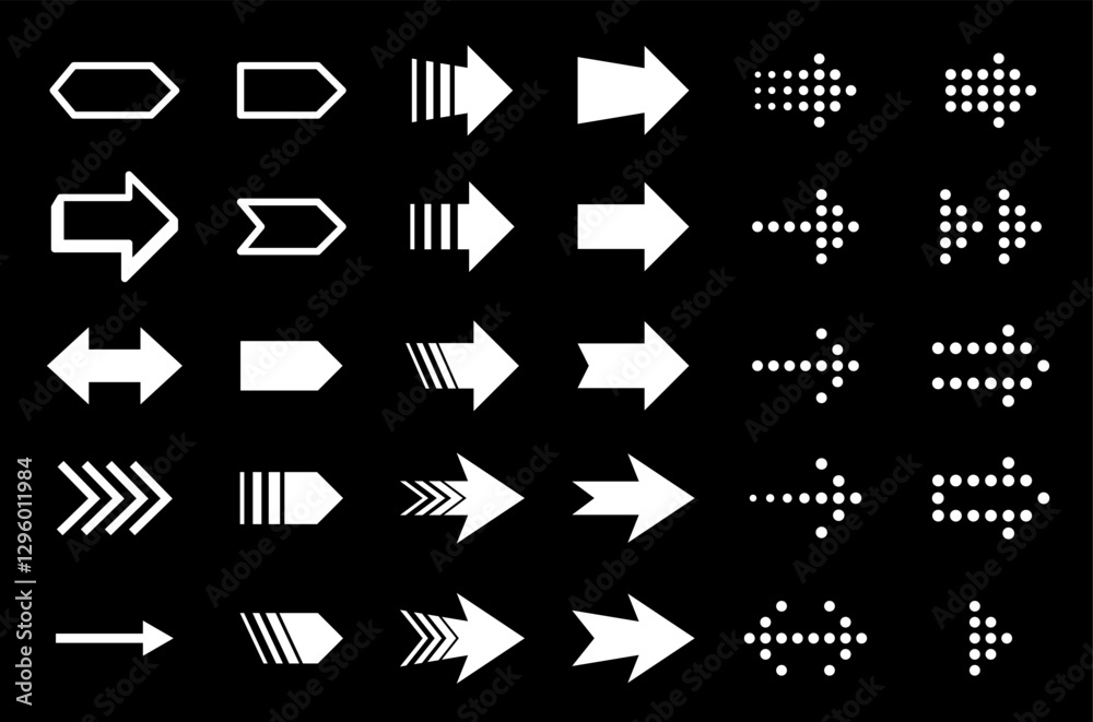 Poster big set of arrows, cursors, pointers. collection of different arrows, different shapes. arrow symbol