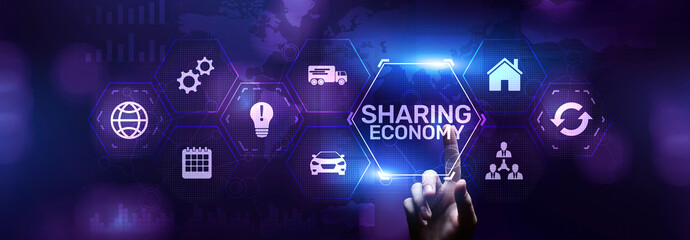 Sharing economy rental rent business innovation technology concept.