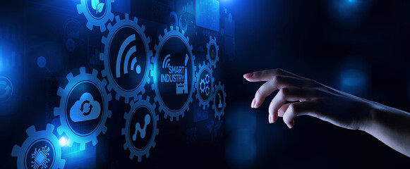 Smart industry 4.0 innovation automation manufacturing technology concept.