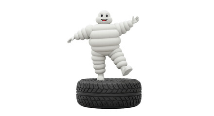 Isolated Michelin Man Standing on Tire Mascot