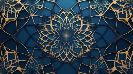 Intricate Blue & Gold Mandala Design
