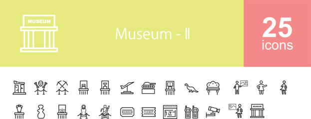 Line icons about museum.vector illustration