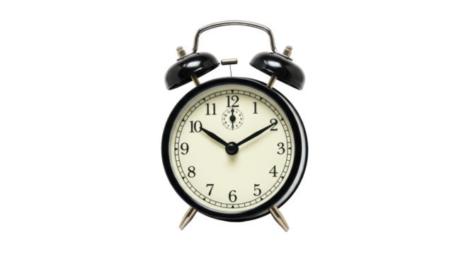 Isolated Classic Black Alarm Clock