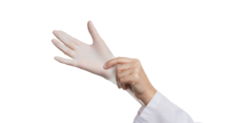 Isolated Hand Putting on Latex Glove