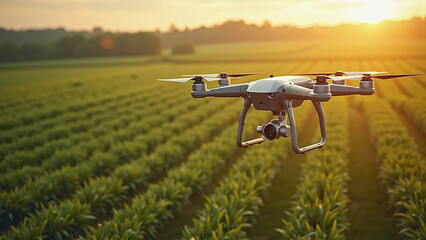 Advanced drone technology in modern agriculture, monitoring crop health.
