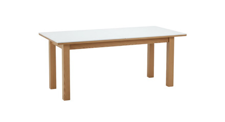 Isolated Modern White and Wood Dining Table