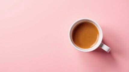 Aromatic Coffee in a Simple White Mug on a Soft Pink Background, Perfect for Relaxation and Enjoyment