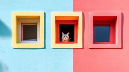 cat peaking through a window