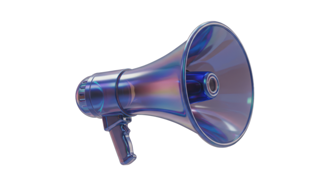 Isolated Holographic Megaphone with Metallic Sheen